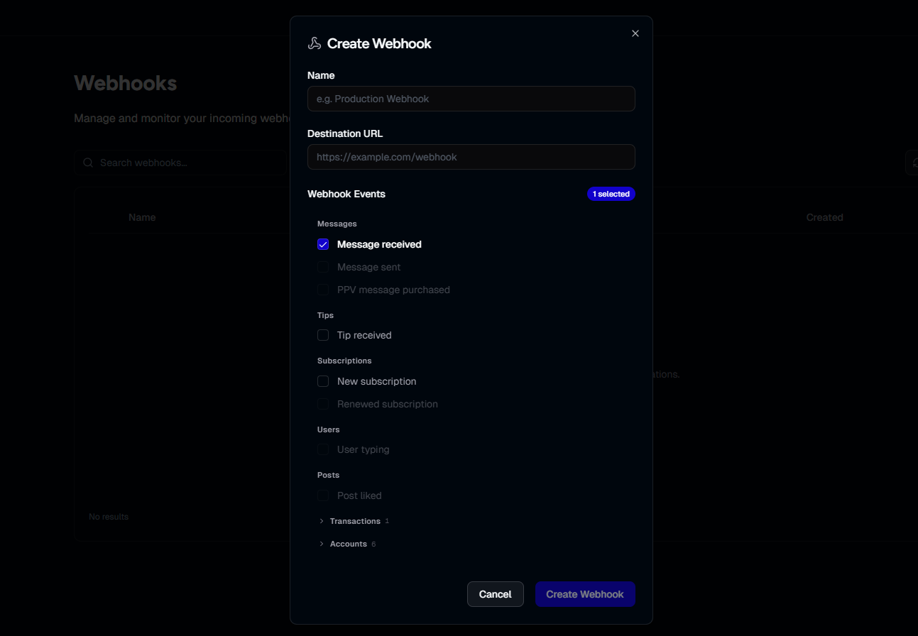 Create Webhook