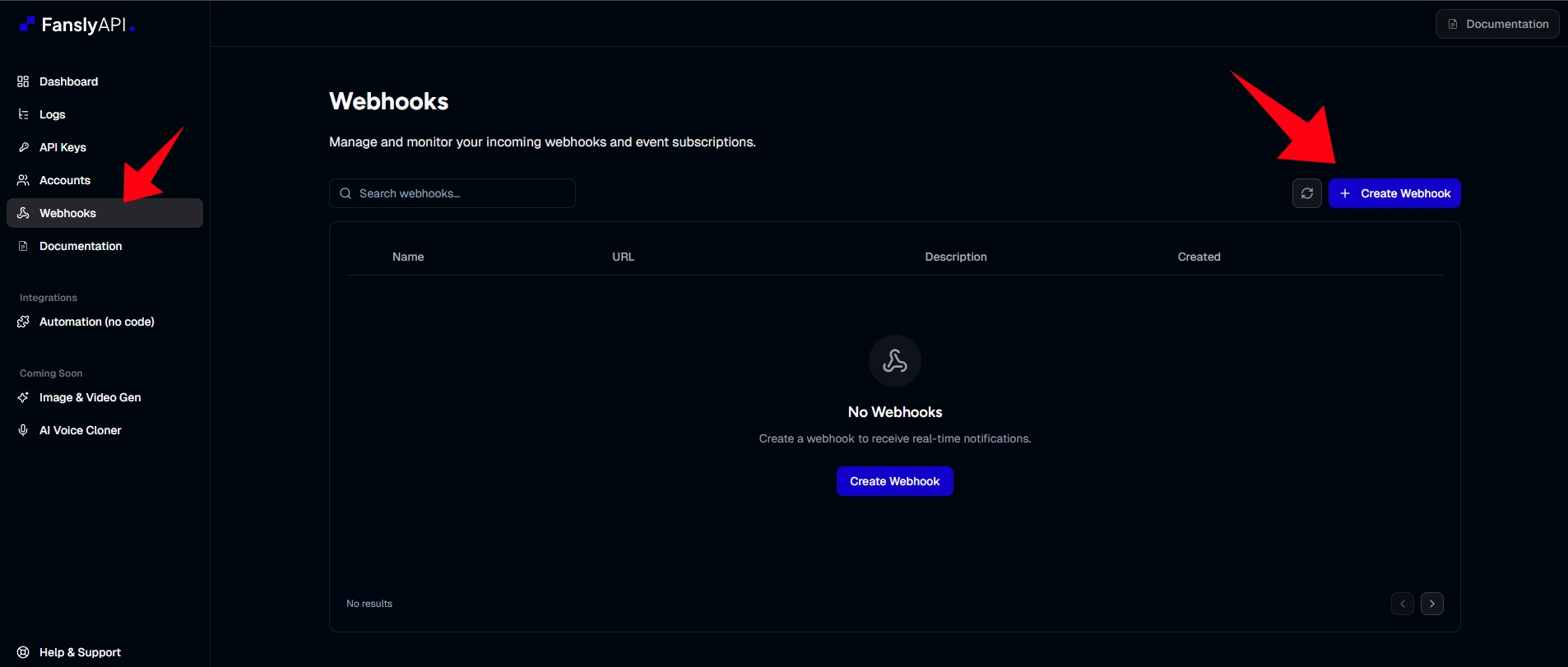 Create Webhook